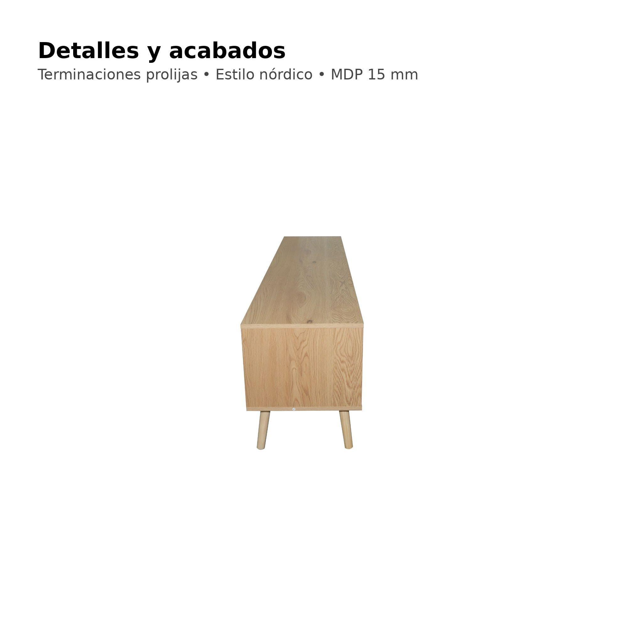 Rack TV Nórdico 180 cm Madera y Negro para TV 75–80”-3