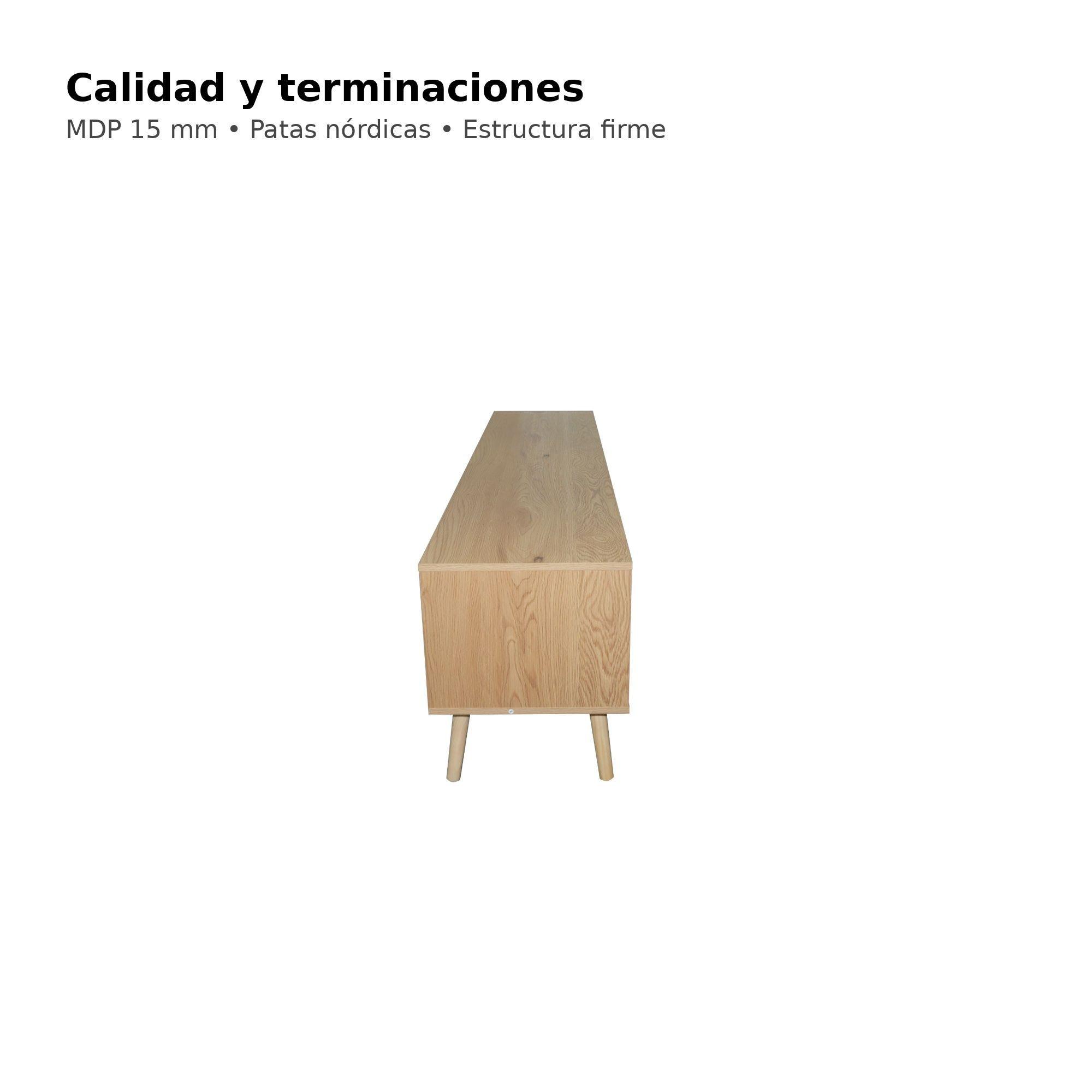 Rack TV Nórdico 180 cm Madera y Negro para TV 75–80”-6