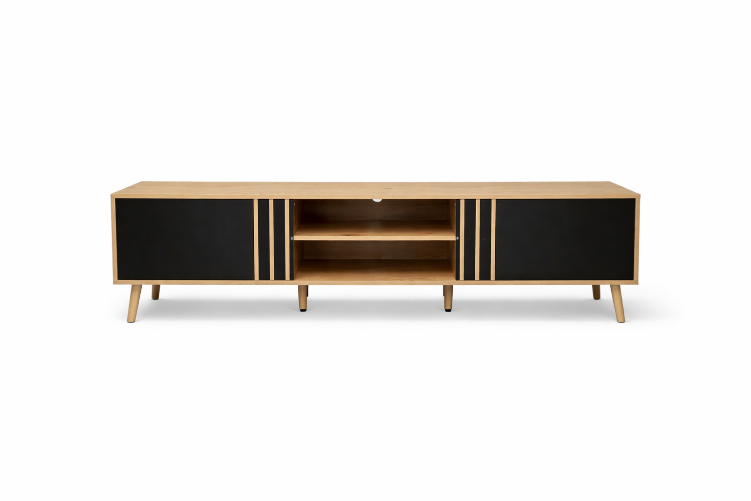 Rack TV Nórdico 180 cm Madera y Negro para TV 75–80”-3