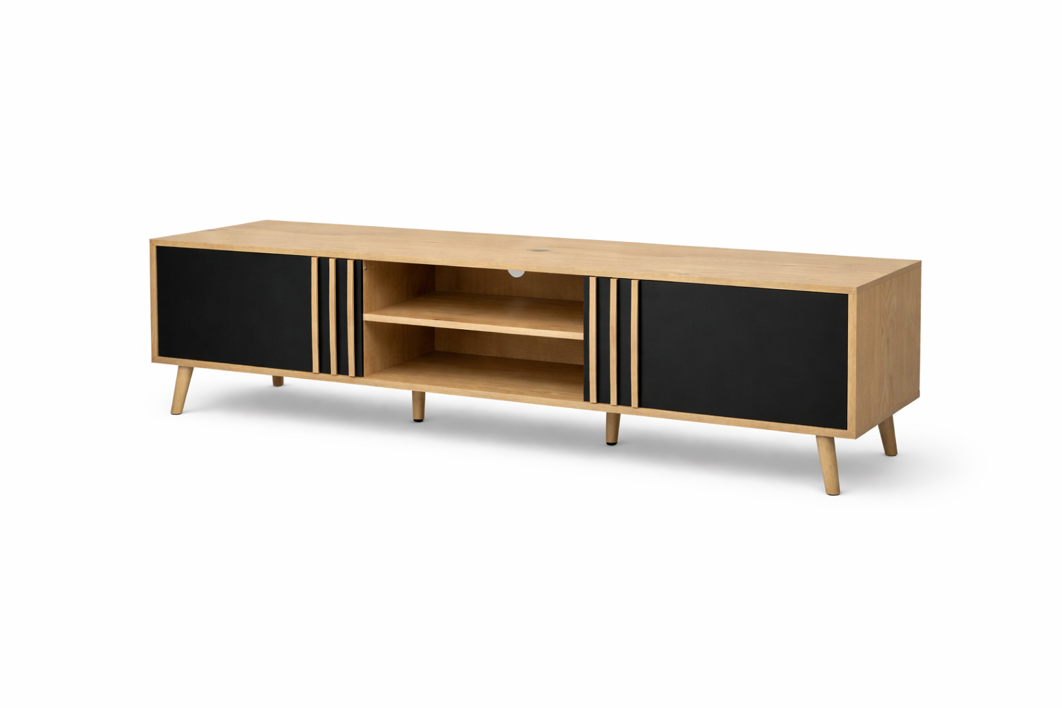 Rack TV Nórdico 180 cm Madera y Negro para TV 75–80”-4