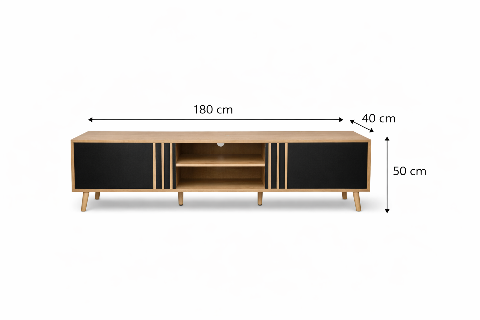 Rack TV Nórdico 180 cm Madera y Negro para TV 75–80”-5