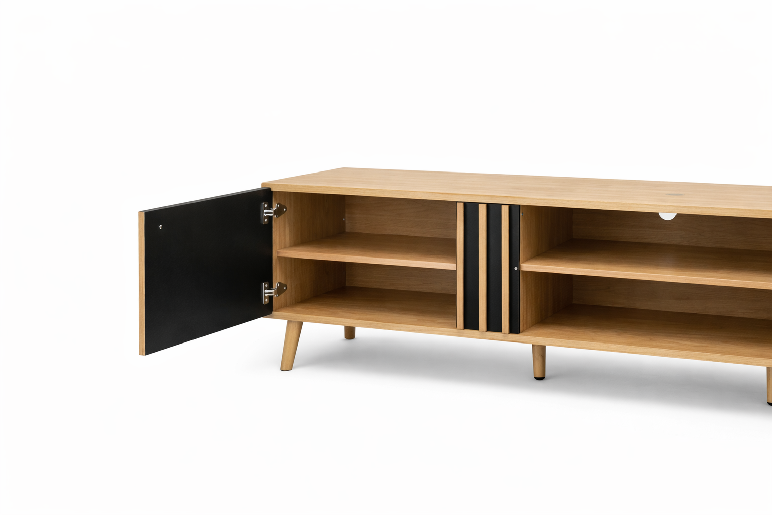 Rack TV Nórdico 180 cm Madera y Negro para TV 75–80”-7