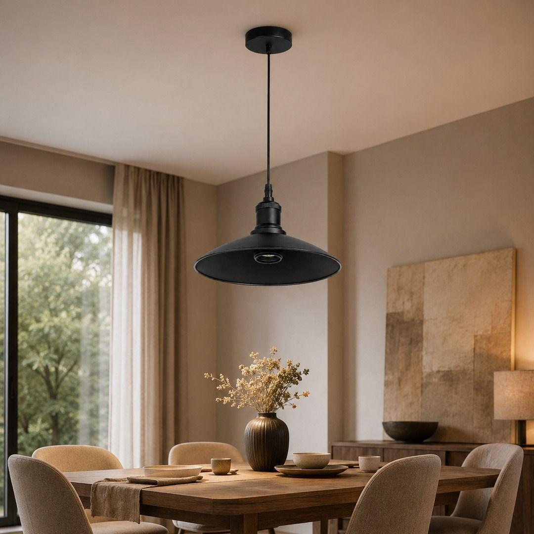Lámpara Colgante Sigis Negra E27 Pantalla 26 cm-3