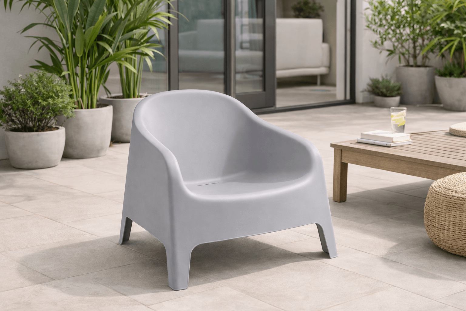 Silla Sillón Exterior Plástico Gris 72x65x78 cm Cómodo y Ergonómico-3