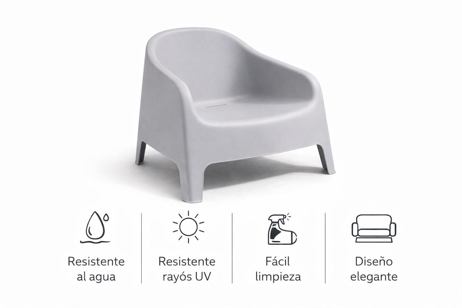 Silla Sillón Exterior Plástico Gris 72x65x78 cm Cómodo y Ergonómico-7
