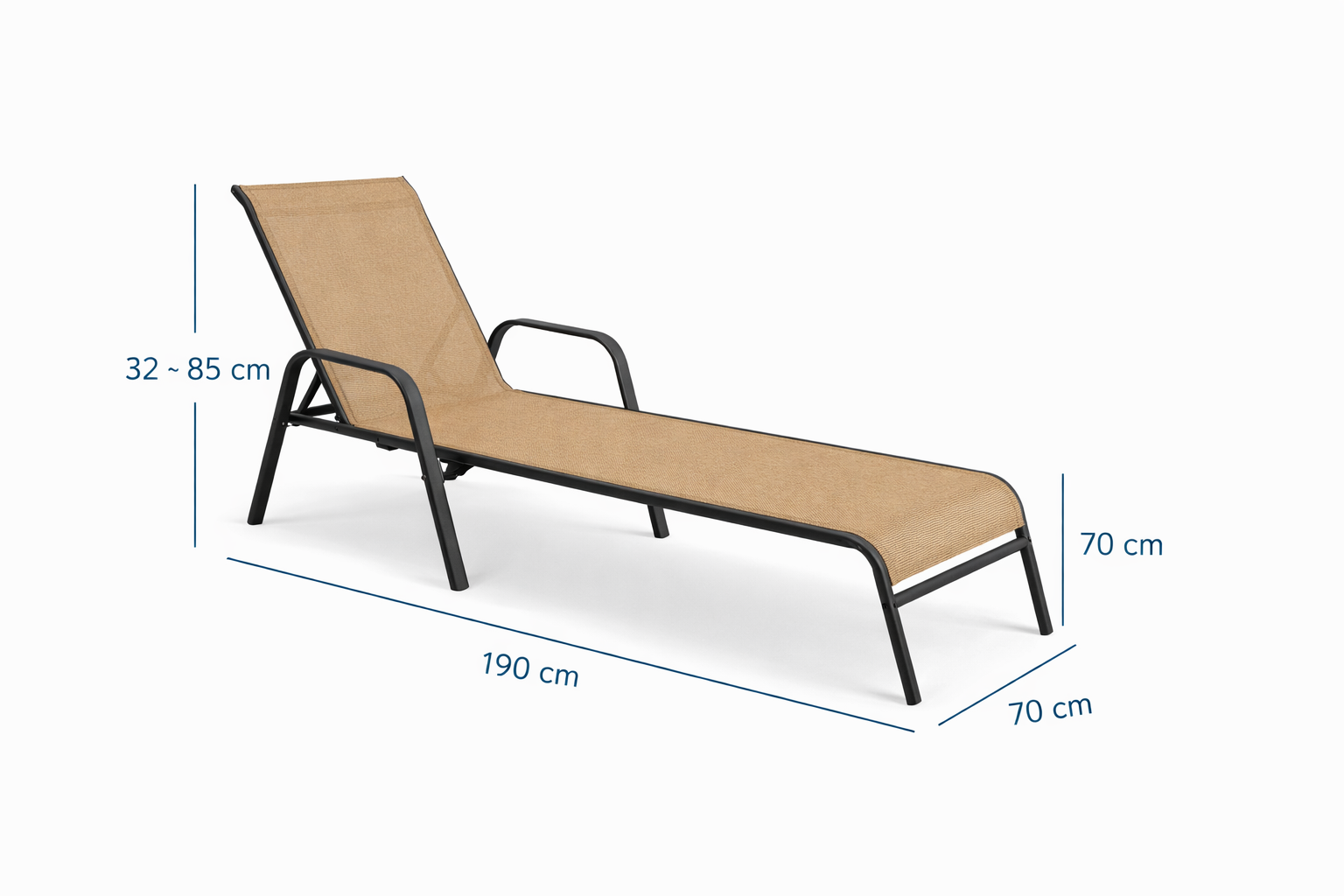 Set de Reposeras Reclinables para Exterior Largo 190 × Ancho 70 × Alto 85 cm-1