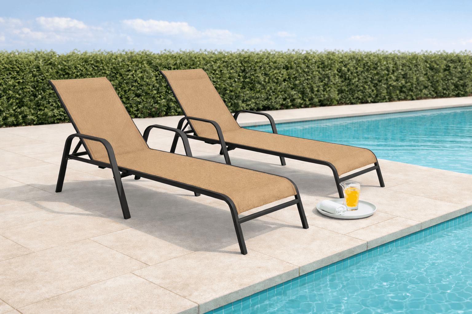Set de Reposeras Reclinables para Exterior Largo 190 × Ancho 70 × Alto 85 cm-4