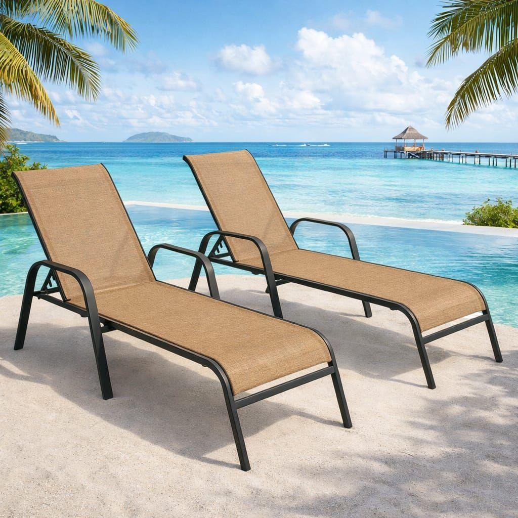 Set de Reposeras Reclinables para Exterior Largo 190 × Ancho 70 × Alto 85 cm-6