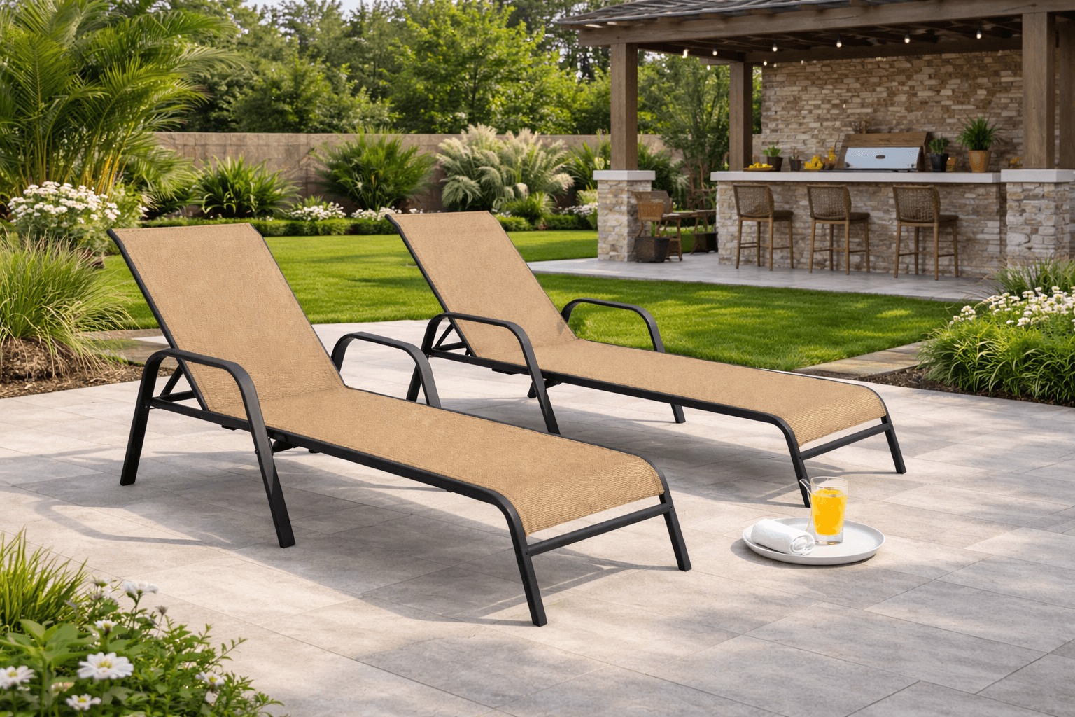 Set de Reposeras Reclinables para Exterior Largo 190 × Ancho 70 × Alto 85 cm-7