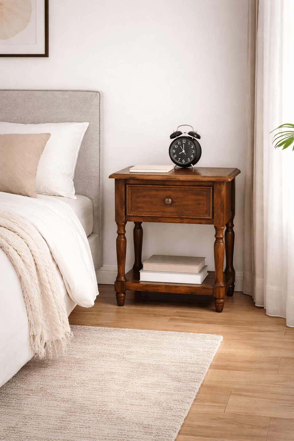 Velador  Madera Maciza 1 Cajón con Repisa 55 cm-5