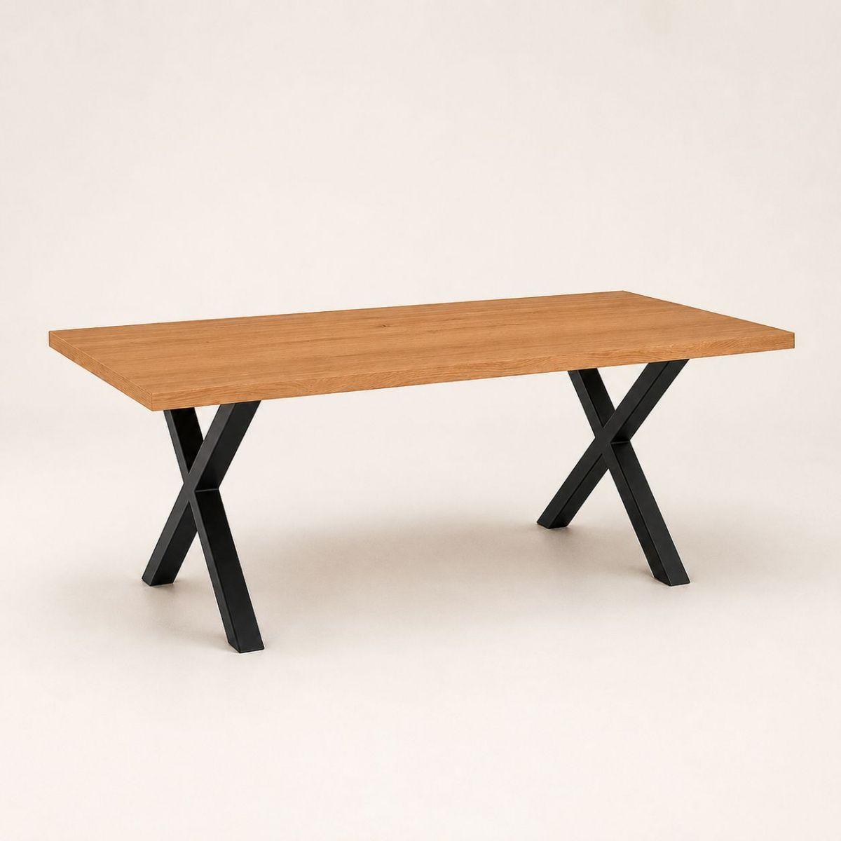 Mesa de Comedor Urban Forge 140x90 Resistente y Duradera Color Madera con Metal Negro-2
