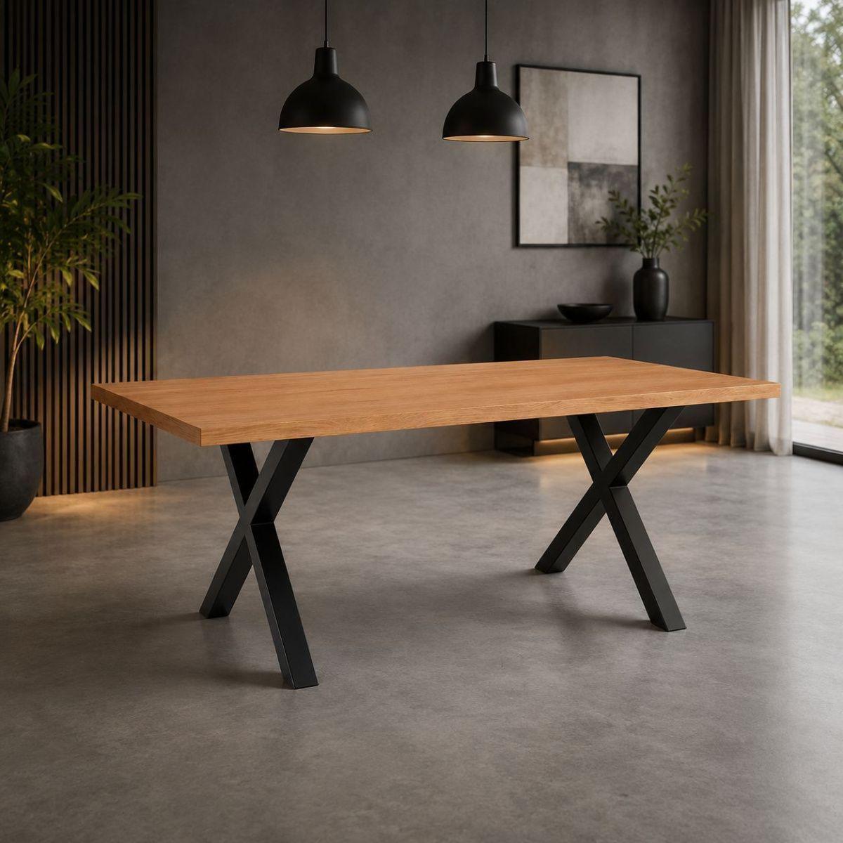 Mesa de Comedor Urban Forge 140x90 Resistente y Duradera Color Madera con Metal Negro-7
