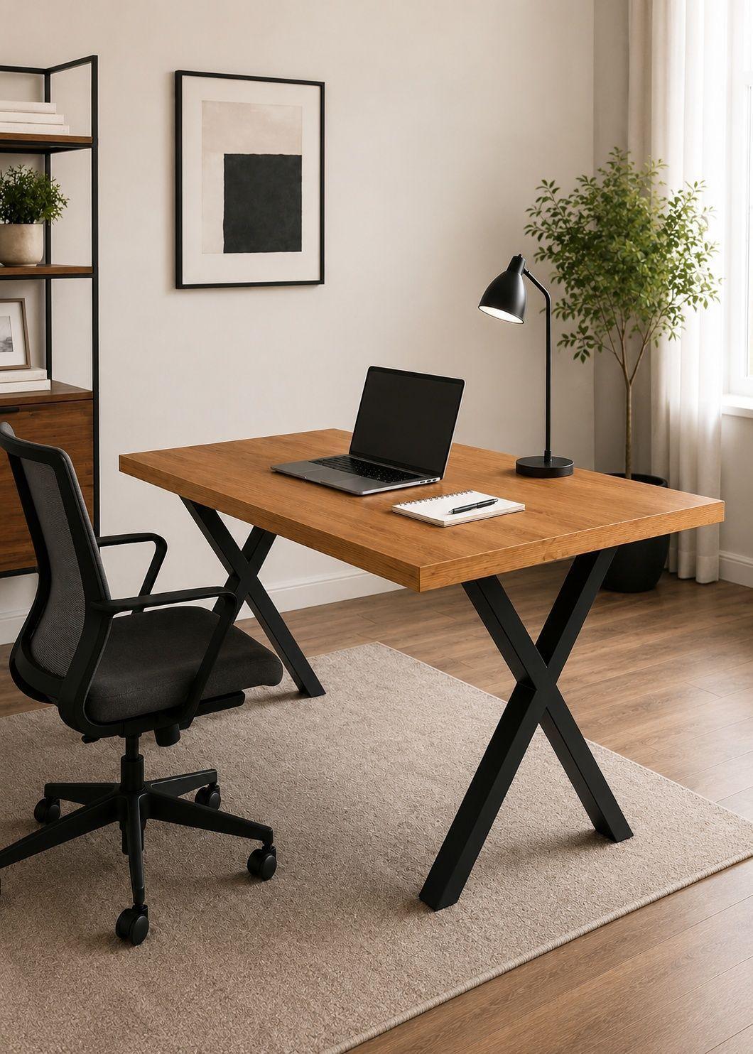 Mesa de Comedor Urban Forge 140x90 Resistente y Duradera Color Madera con Metal Negro-8