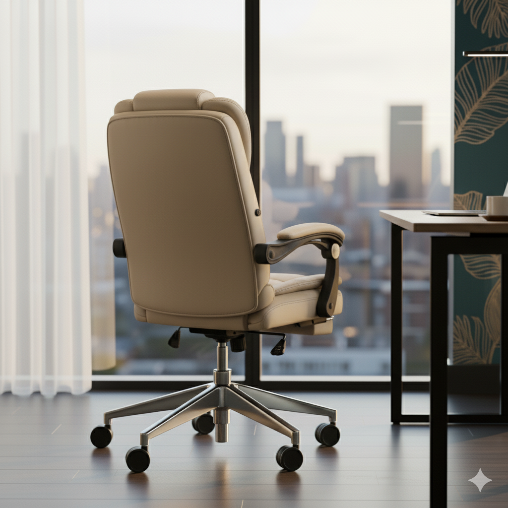 Silla de Escritorio Rey para oficina beige con fusion masajeadora-3