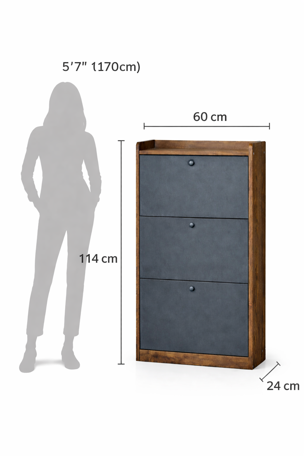 Zapatero Vertical Abatible Velux 18 Pares Gris/Marrón 114×60×24 cm-3