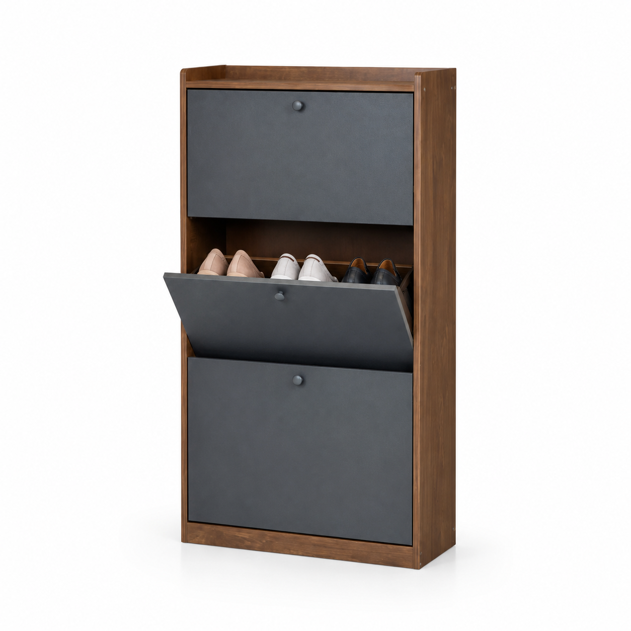 Zapatero Vertical Abatible Velux 18 Pares Gris/Marrón 114×60×24 cm-2