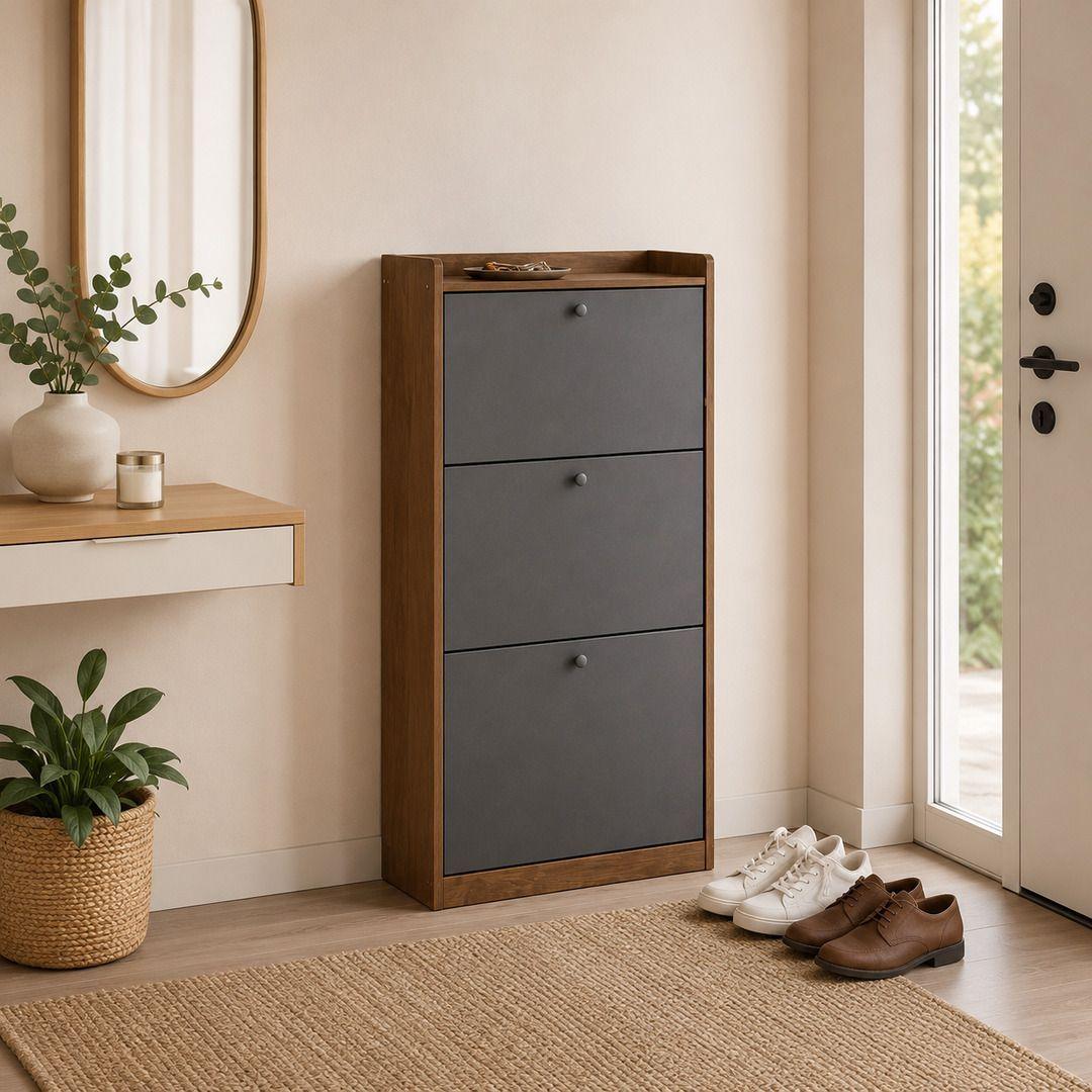 Zapatero Vertical Abatible Velux 18 Pares Gris/Marrón 114×60×24 cm-5