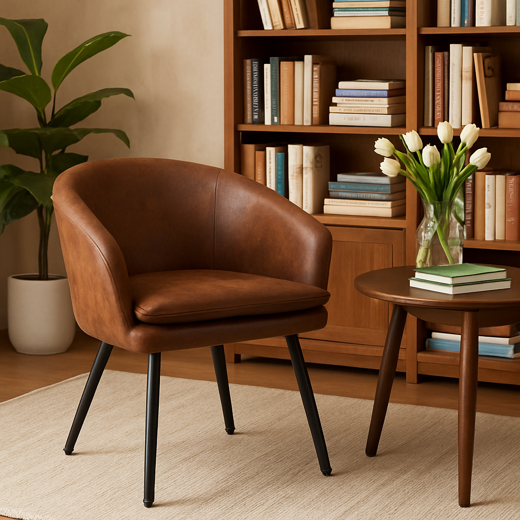 Sitial Café Vintage – Asiento Acolchado y Patas Metálicas Resistentes-3