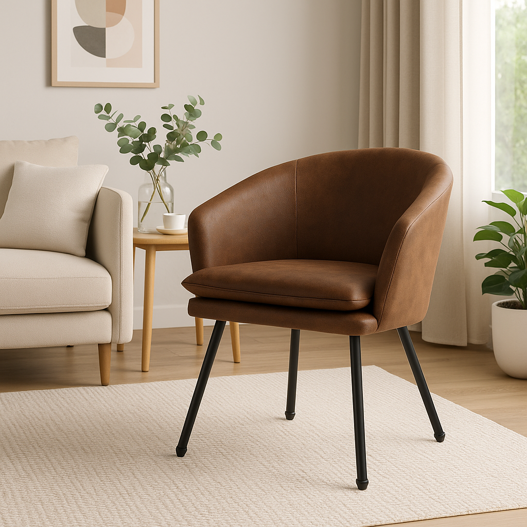 Sitial Café Vintage – Asiento Acolchado y Patas Metálicas Resistentes-4