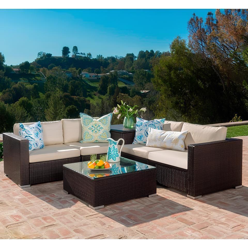 Juego Terraza Mesa De Exterio Con Sillones y Cojines De 4 Cuerpos-3