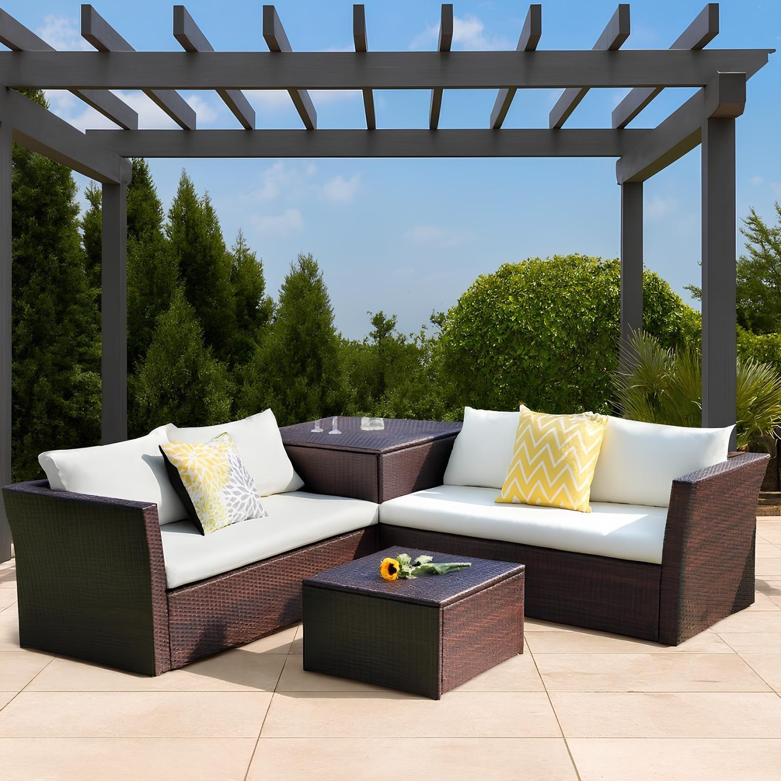 Juego Terraza Mesa De Exterio Con Sillones y Cojines De 4 Cuerpos-6