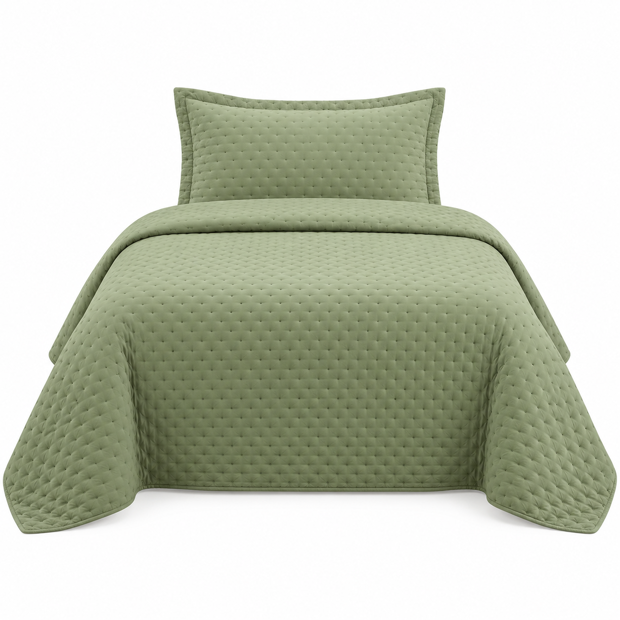 Cubrecama Verano Quilt Deluxe 1.5 P 170x240 Cm Reversible 1 Funda Oliva-0