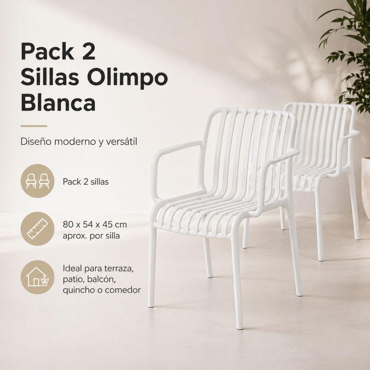 Set 2 Sillas Olimpo Blancas Diseño Moderno Para Exterior-3