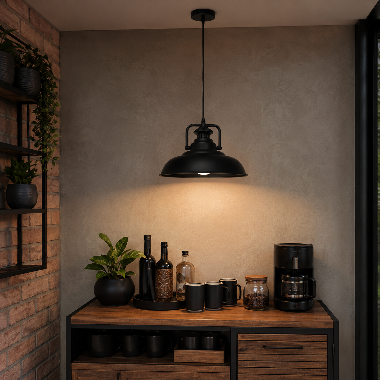 Lámpara Colgante Afomalhaut Negra E27 Pantalla 31 cm-3