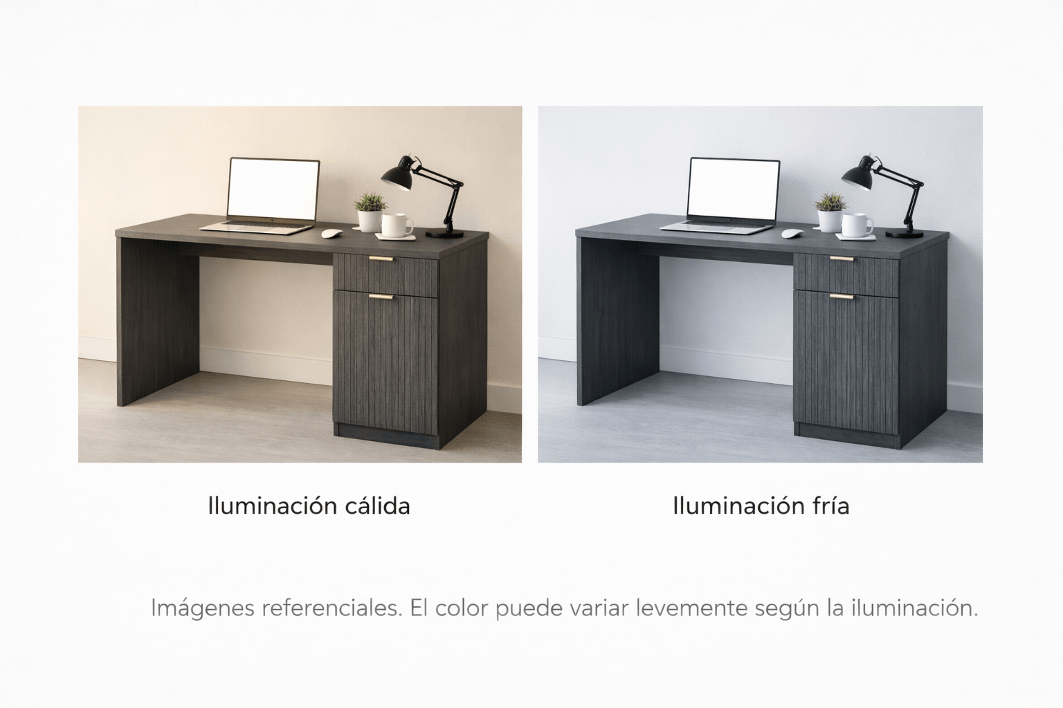 Escritorio Oficina 120x55x75 cm Gris Oscuro Con Cajonera Wave-5