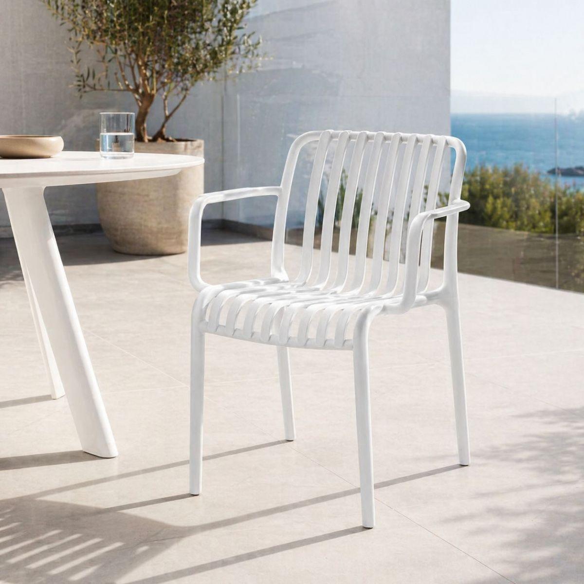 Set 4 Sillas Terraza Blancas Olimpo Diseño Abierto Moderno-2