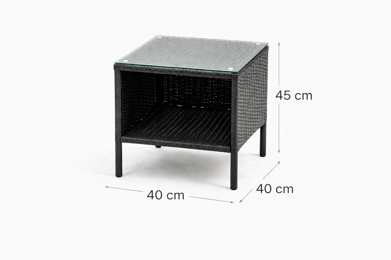 Juego Terraza Compacto Ratán Negro con Cojines, con Mesa Vidrio Negro-2