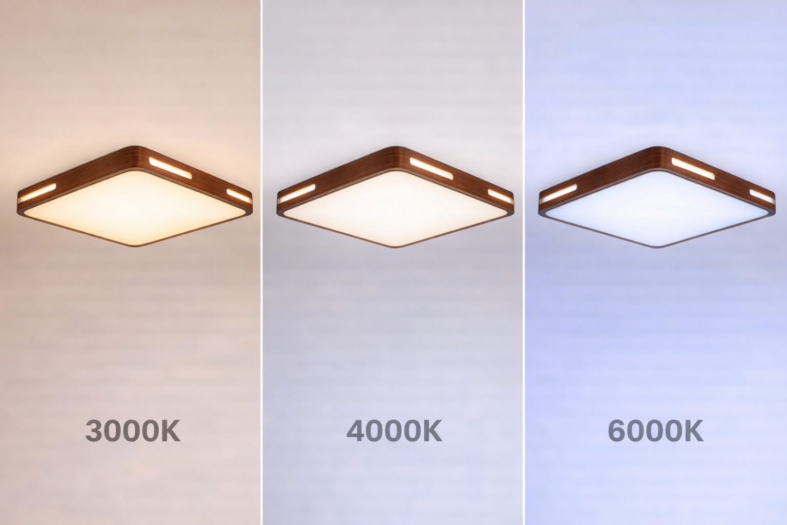 Plafón LED Cuadrado Premium Madera 3 Temperaturas-3