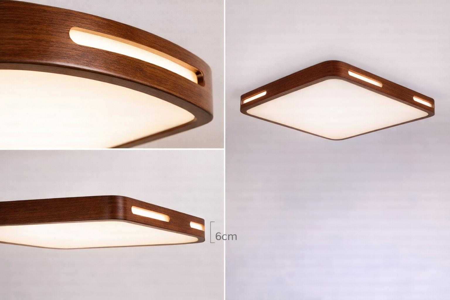 Plafón LED Cuadrado Premium Madera 3 Temperaturas-4