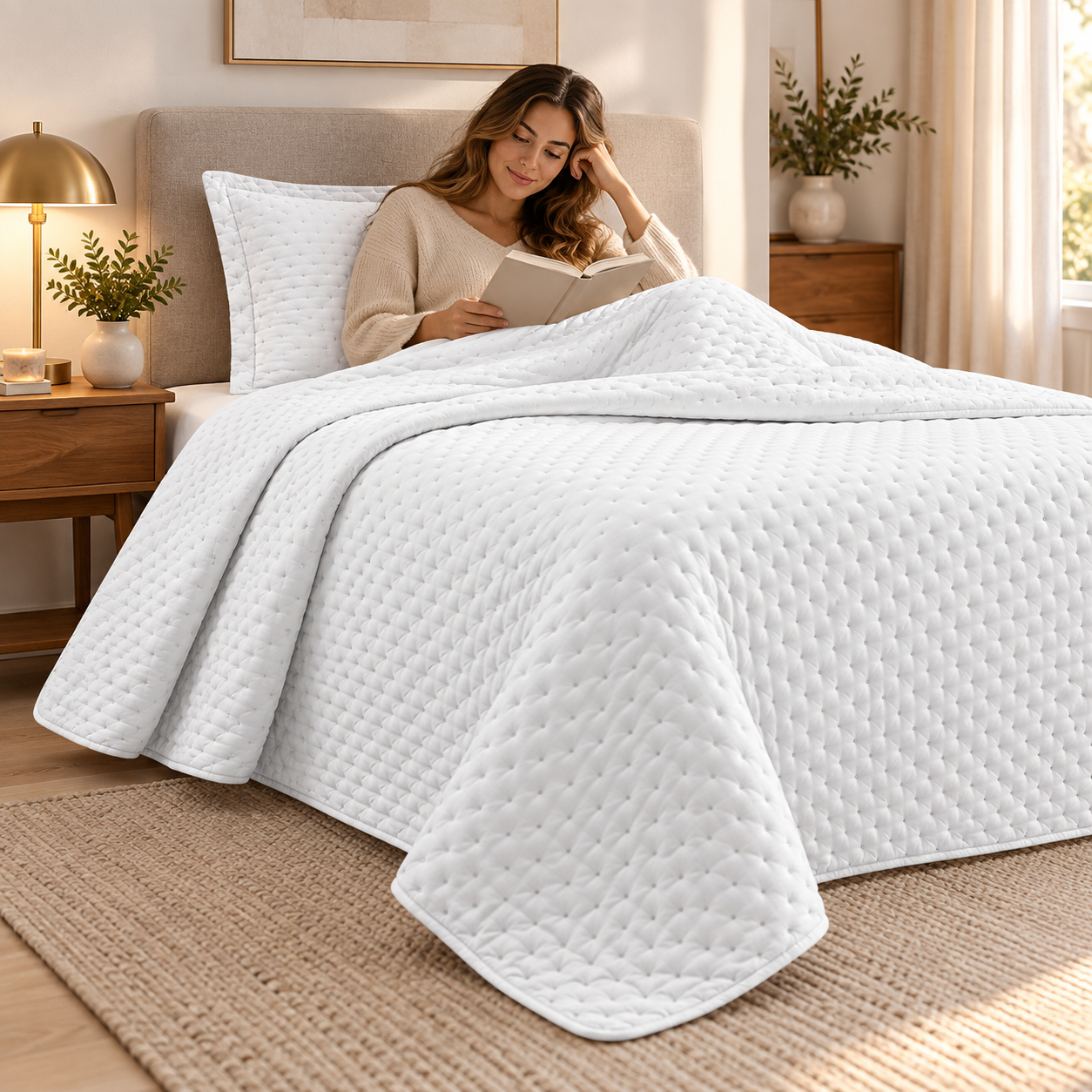 Cubrecama Verano Quilt Deluxe 1.5 P 170x240 Cm Reversible 1 Funda Blanco-2