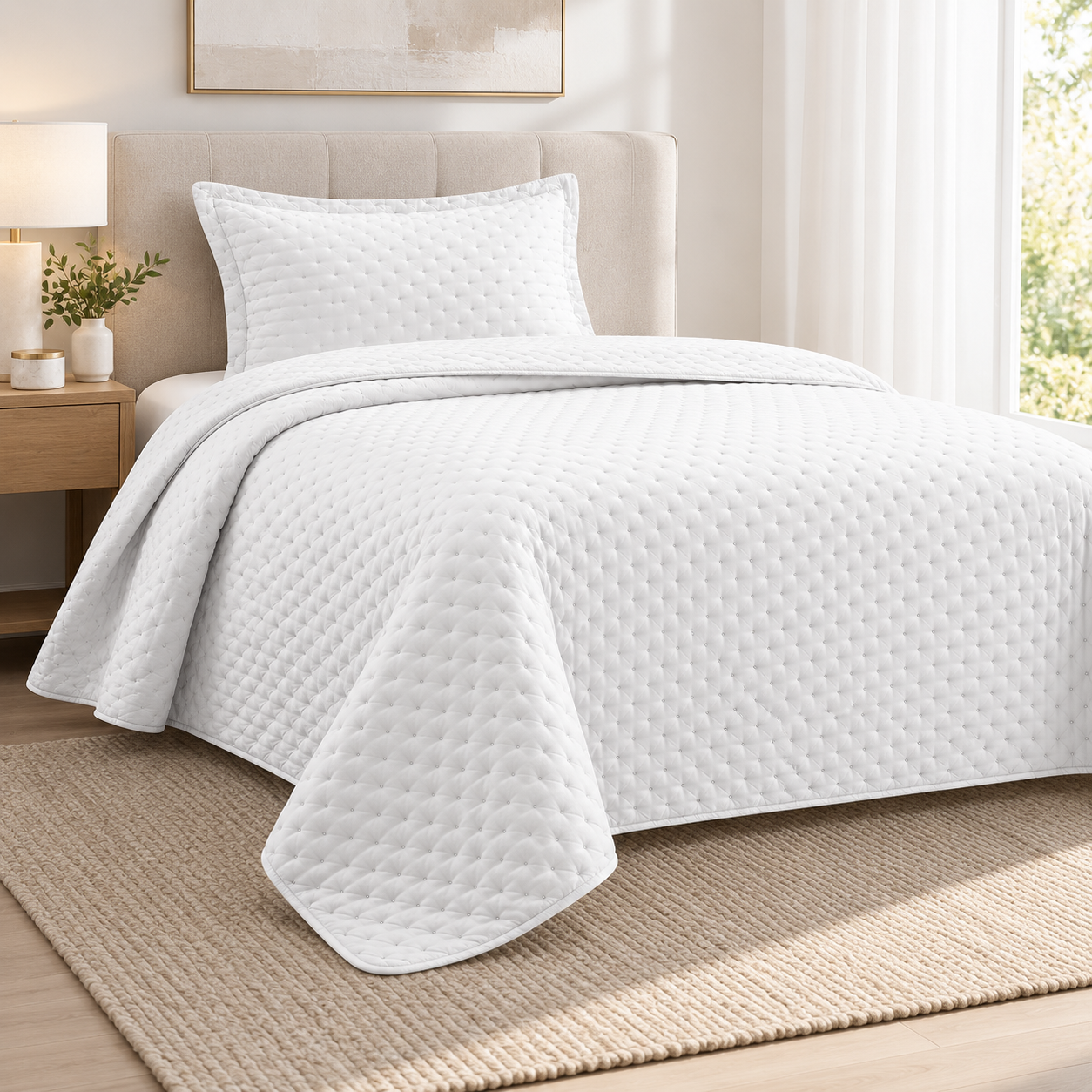 Cubrecama Verano Quilt Deluxe 1.5 P 170x240 Cm Reversible 1 Funda Blanco-4