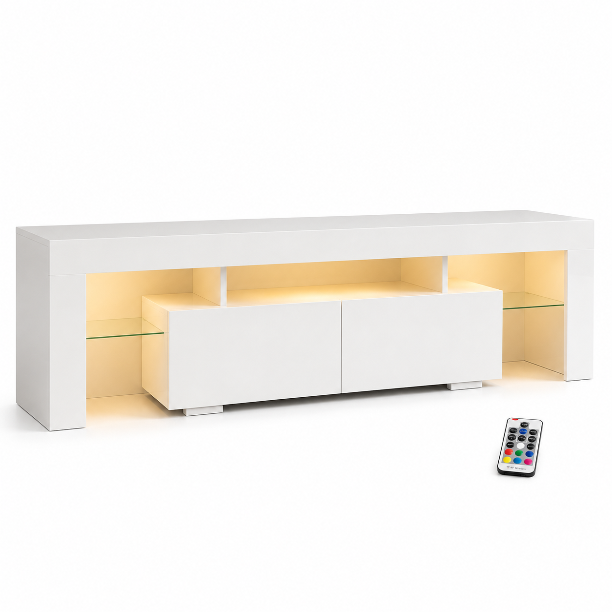 Rack TV Destiny Blanco 155 cm con LED Multicolor y Puertas Abatibles-6