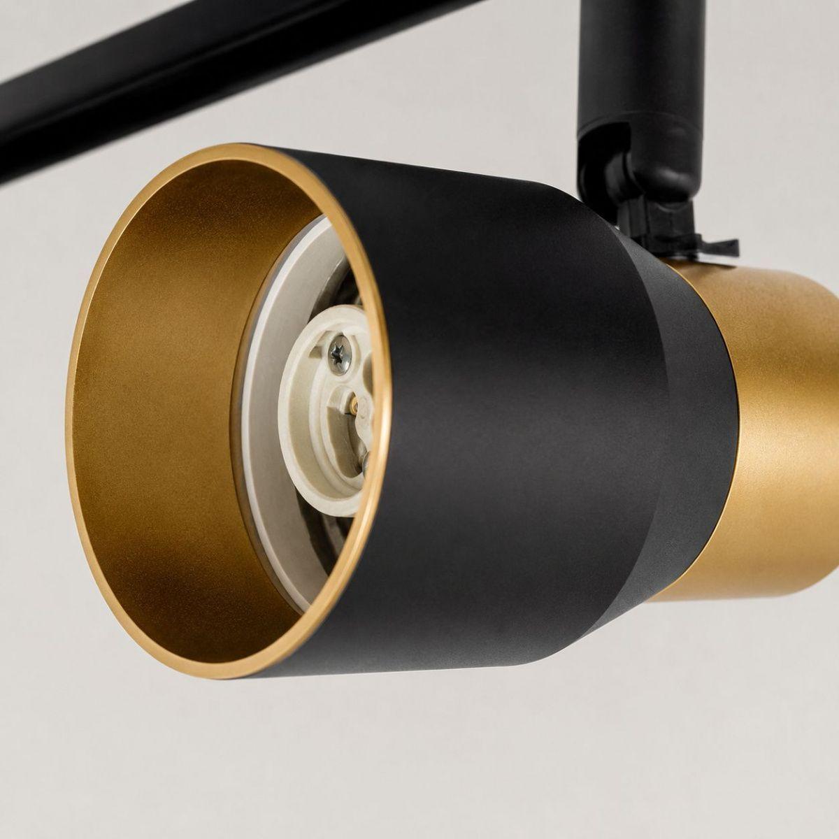 Foco Porta GU10 Triple Híades Negro-Dorado Sobrepuesto de Aluminio para Iluminación Interior-3