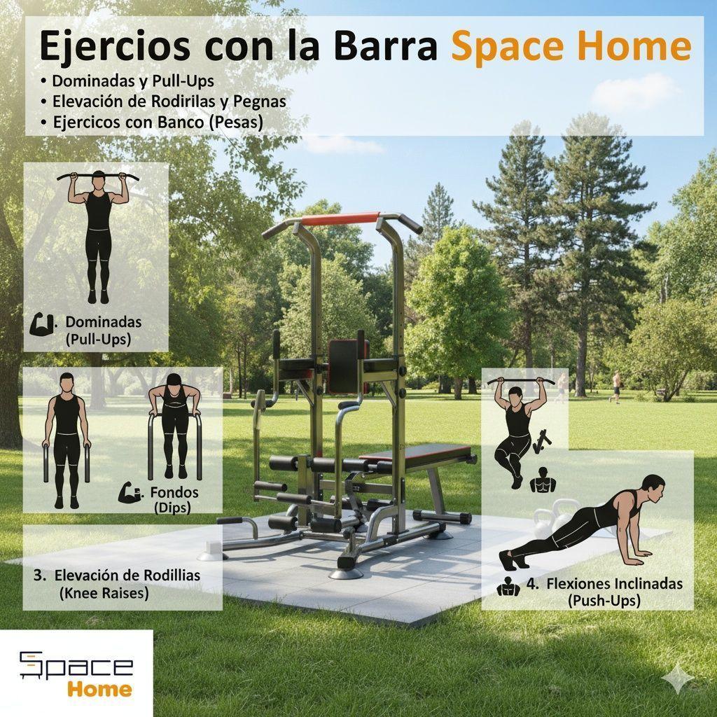 Barra multifcional con banco abdominal 4 en 1 fitness-2
