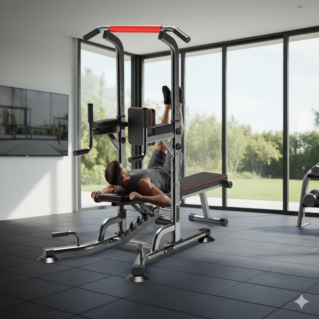 Barra multifcional con banco abdominal 4 en 1 fitness-3