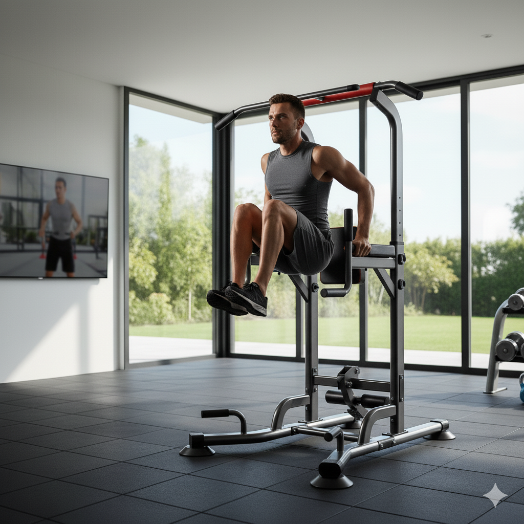 Barra multifcional con banco abdominal 4 en 1 fitness-5