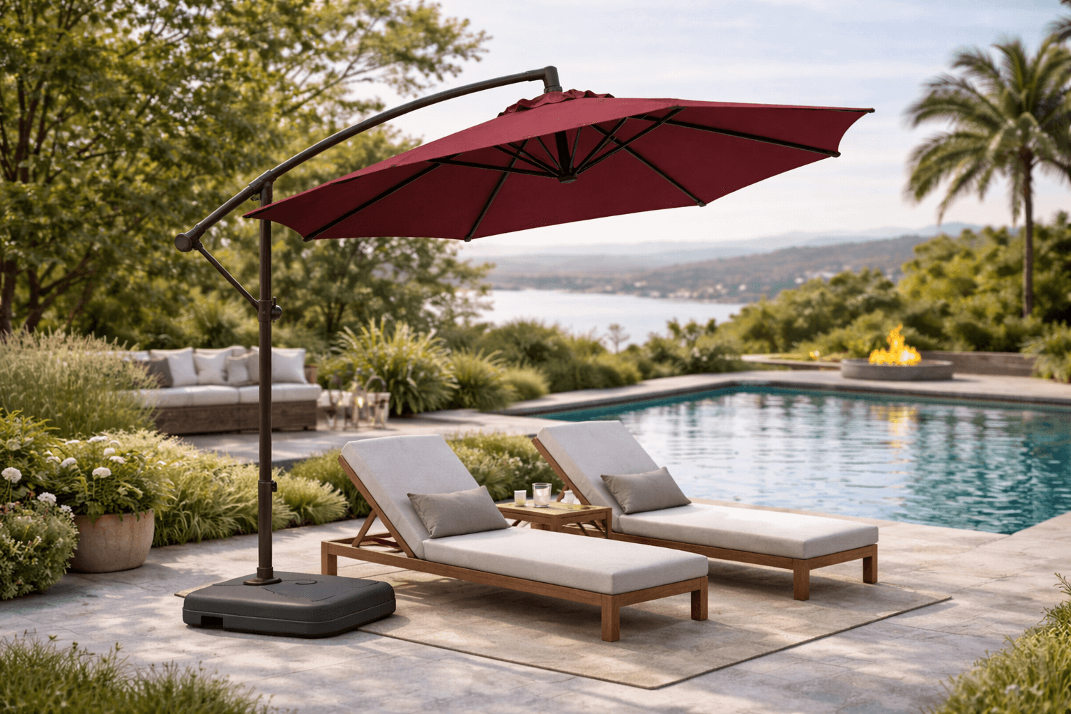 Toldo Quitasol Lateral Burdeo 3m Base 60L Ideal Quincho Terraza-5