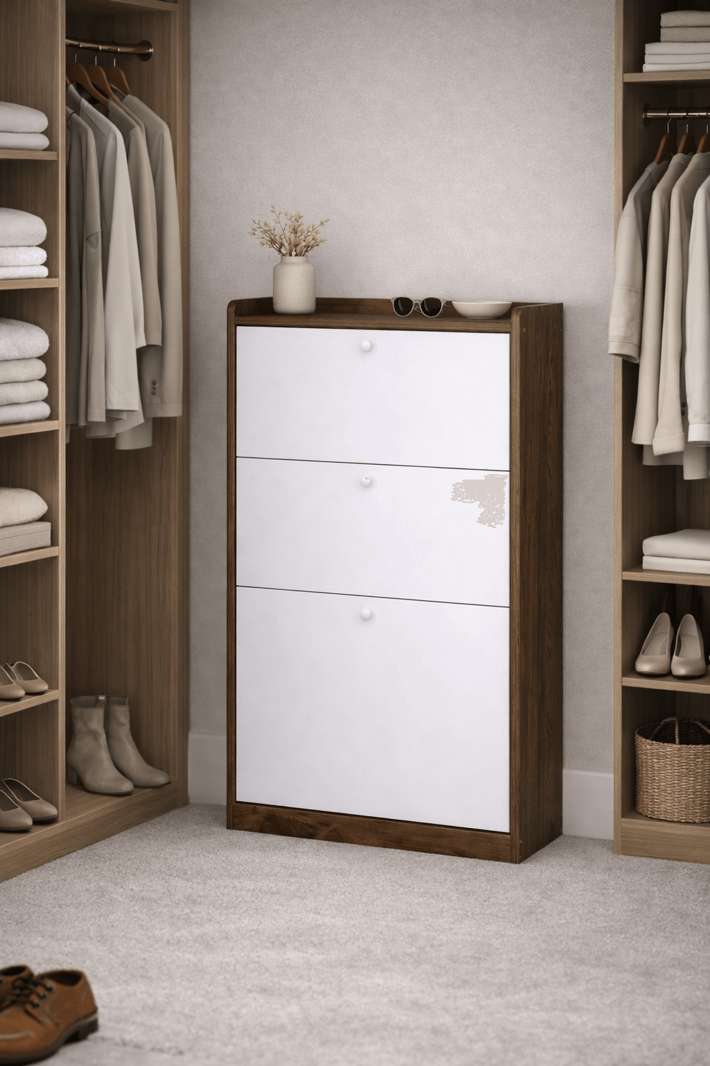 Organizador de Zapatos Velux Blanco/Madera 18 Pares Diseño Moderno 114×60×24-2