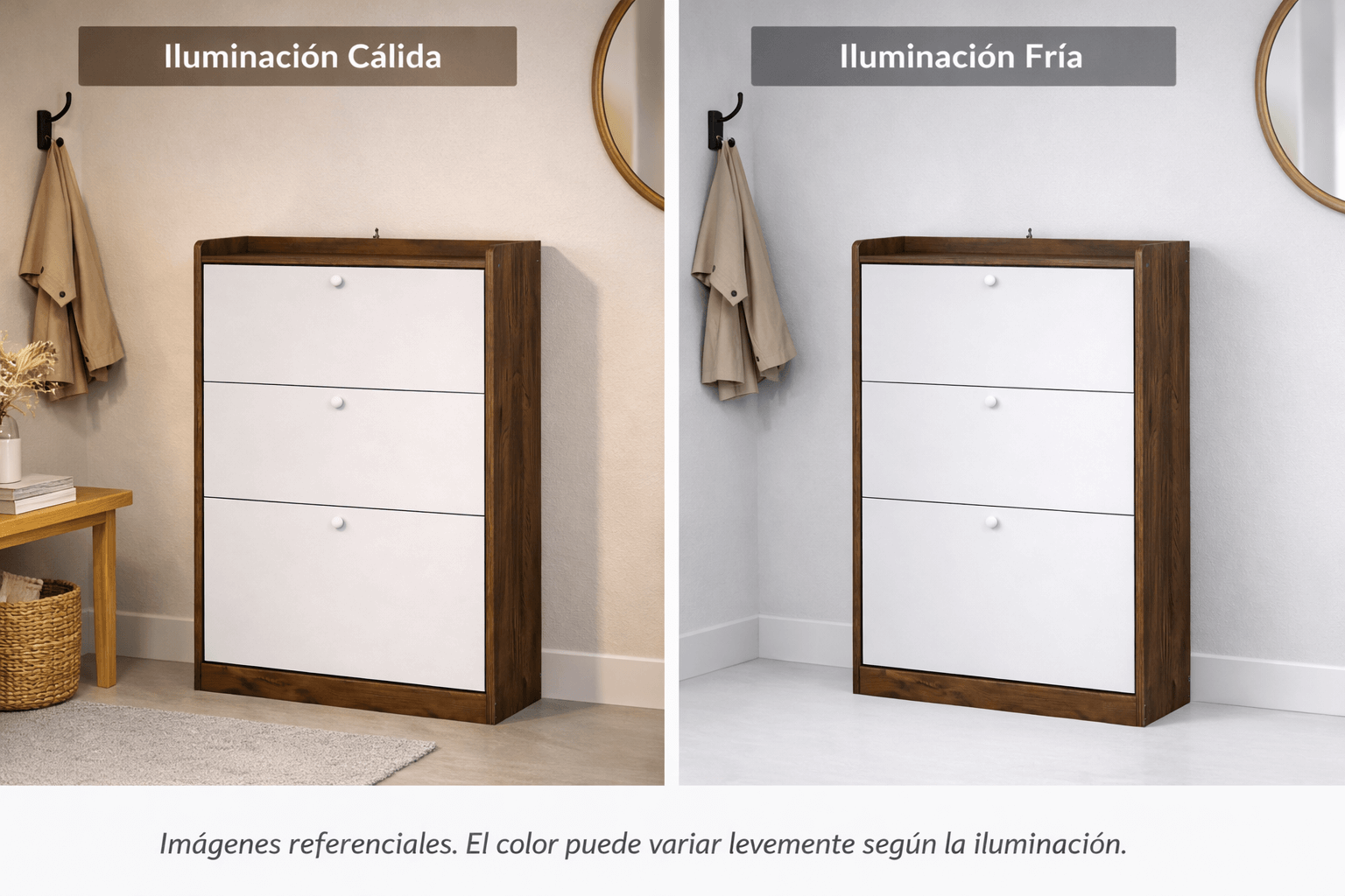 Organizador de Zapatos Velux Blanco/Madera 18 Pares Diseño Moderno 114×60×24-7