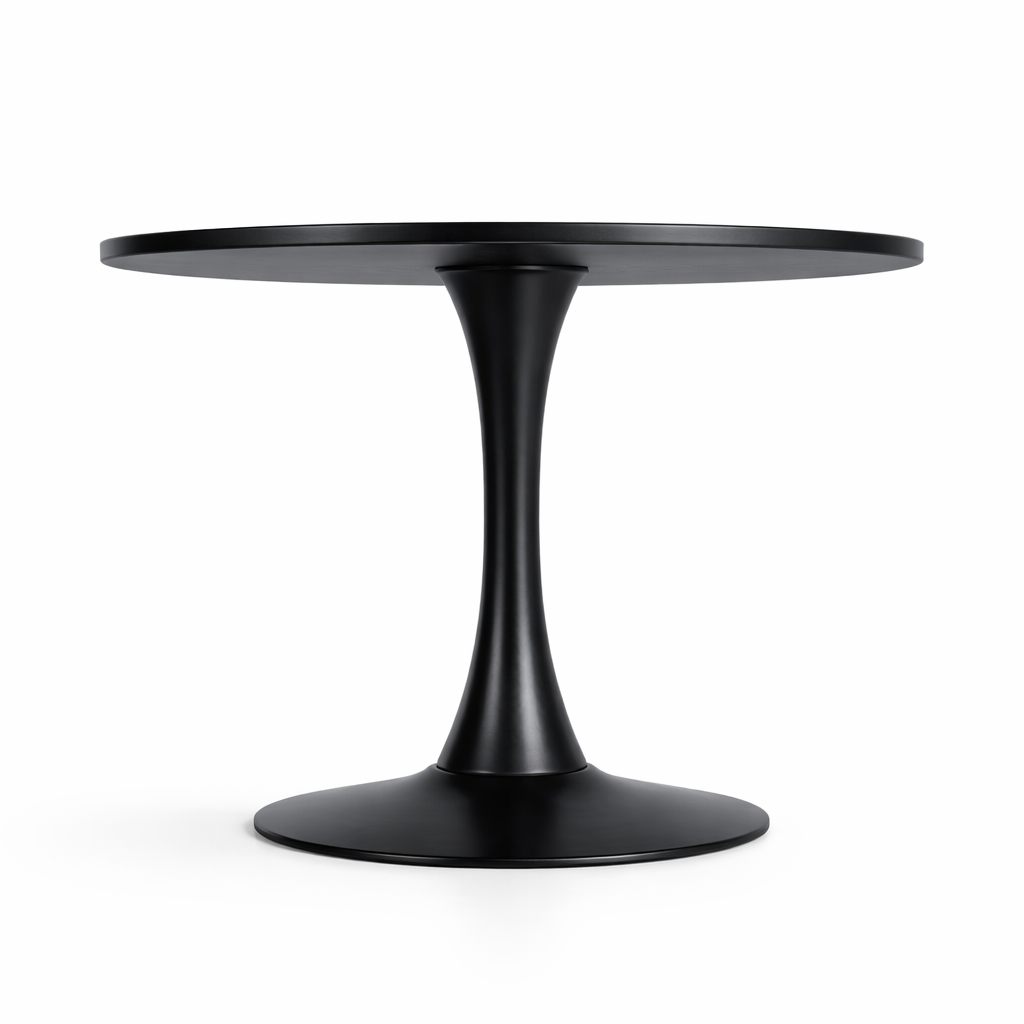Mesa Redonda Negra 80x74 Cm Minimalista Base Metalica-2