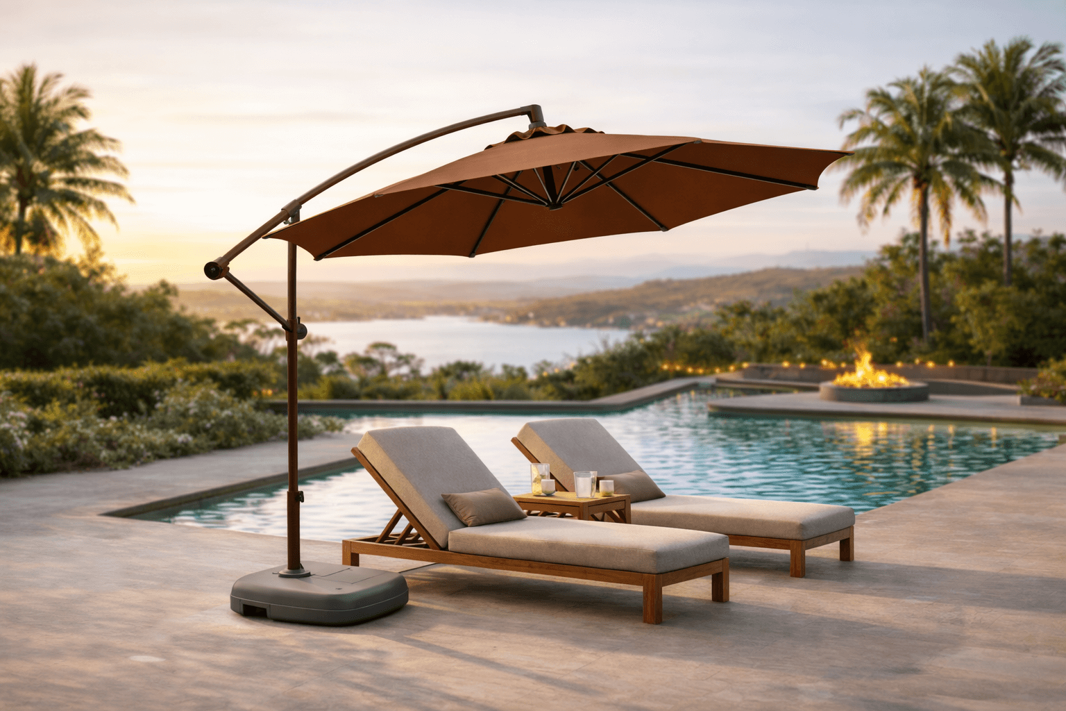 Toldo Exterior Quitasol Lateral Café 3 Metros con Base 60L-5