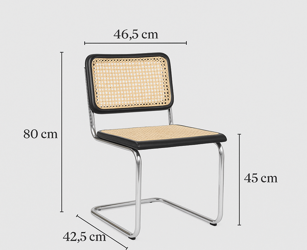 Sillas Pack x2 Negras Ratán y Madera con Marco Metálico Reforzado-2