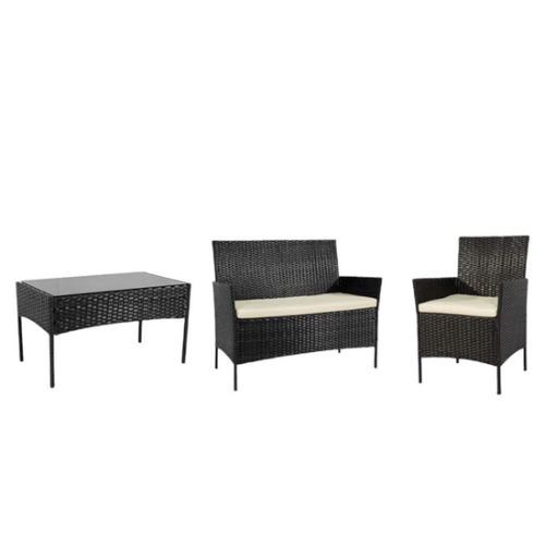 juego terraza woven living  de rattan negro -2