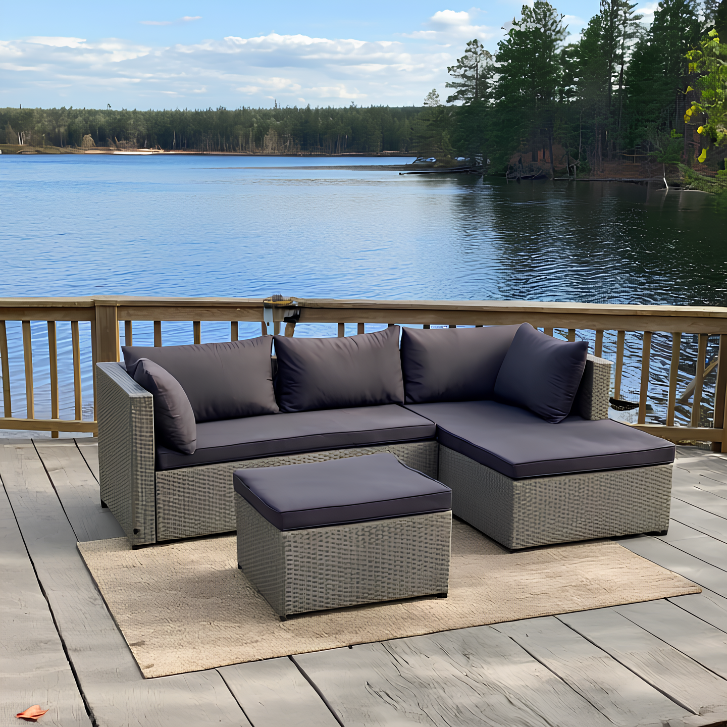 Set Terraza 4 Cuerpos Con Sillones Cojines Mesa De Exterior Café-5