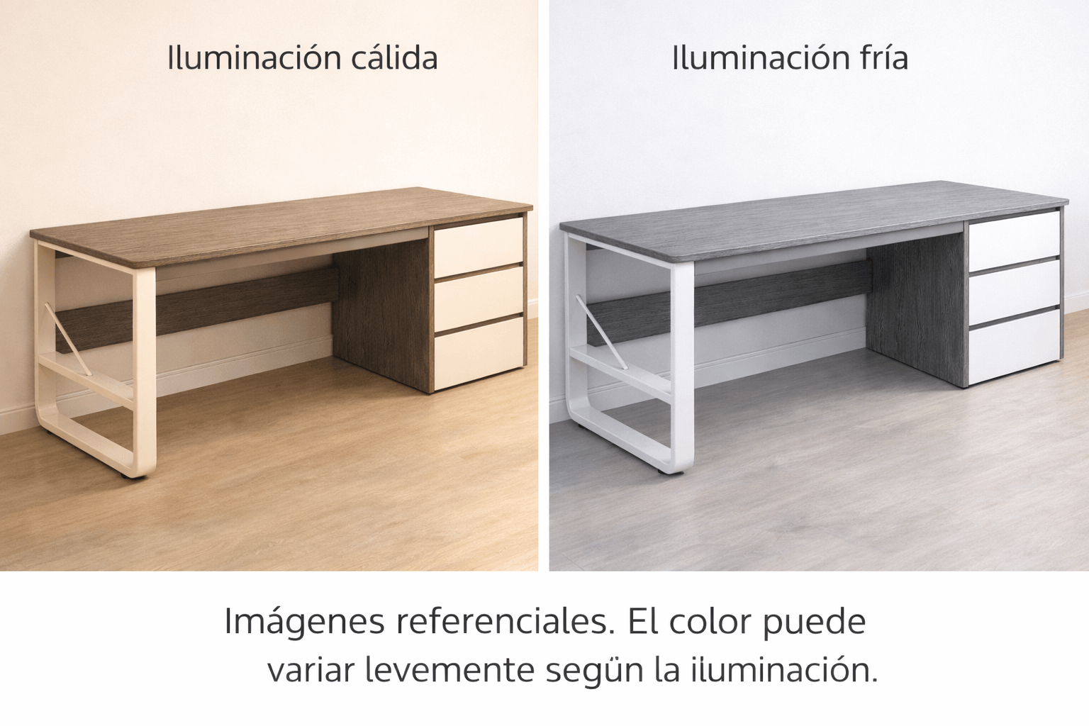 Escritorio Home Office 120 cm Blanco/Gris MDF + Fierro-6
