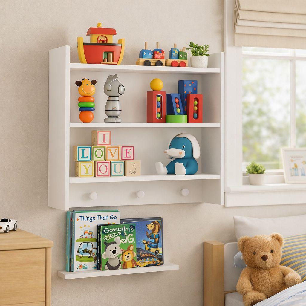 Repisa Montessori Blanca 3 Niveles Para Libros Y Juguetes-3